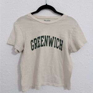 Brandy Melville Cream Tee with Greenwich Print